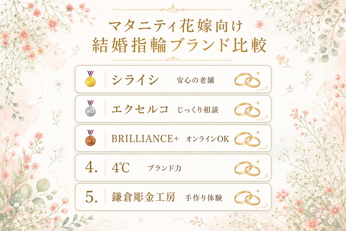 マタニティ花嫁向け 結婚指輪ブランド比較