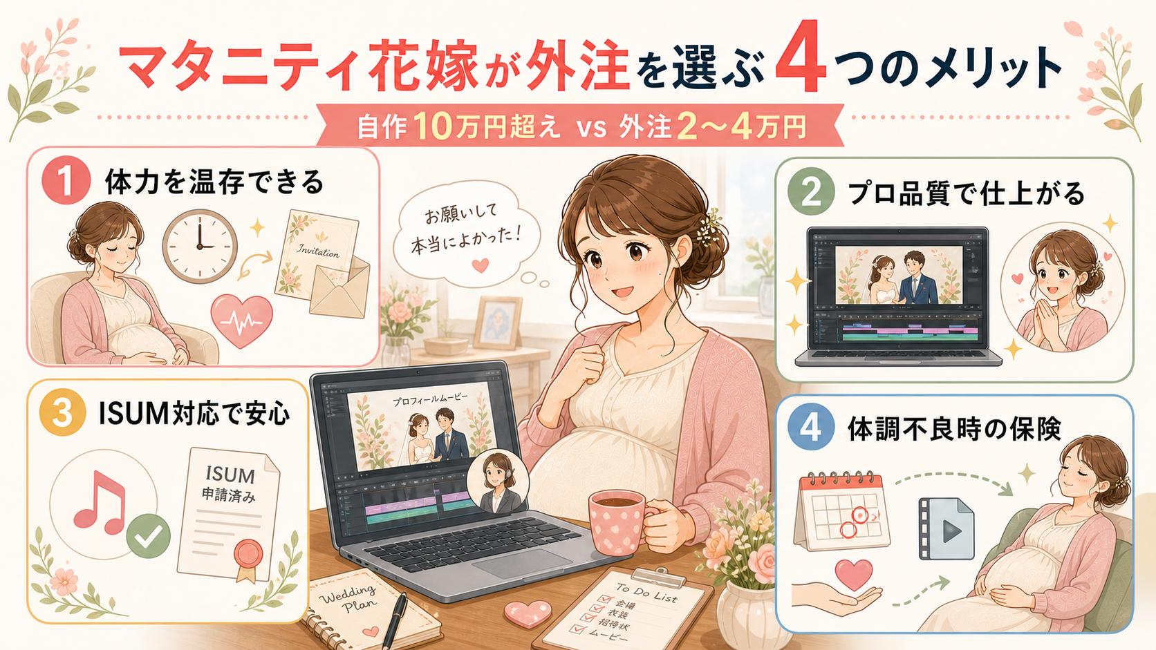 マタニティ花嫁が外注を選ぶ4つのメリット
