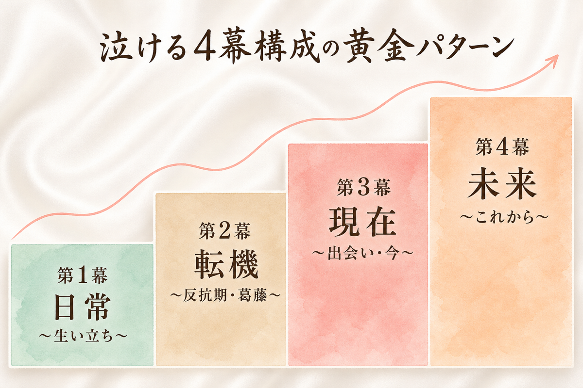 泣ける4幕構成の黄金パターン階段グラフ