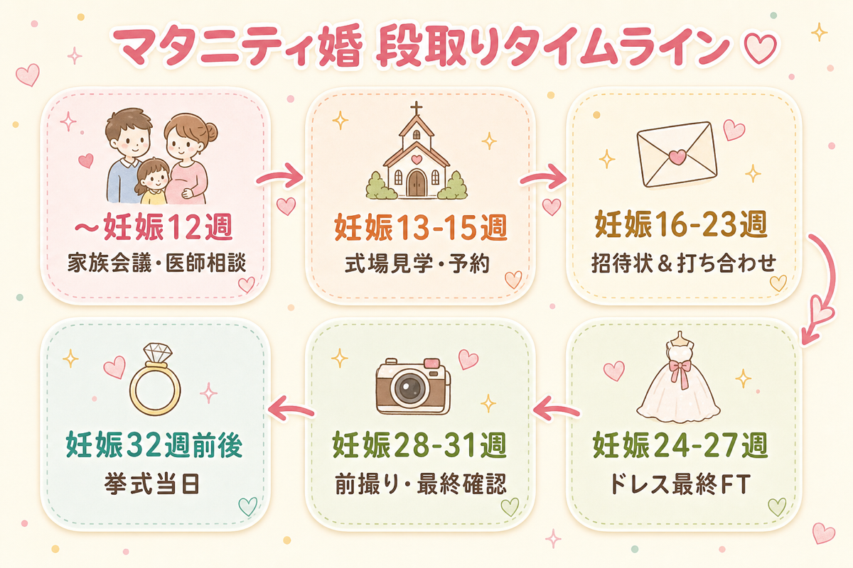 マタニティ婚 段取りタイムライン（妊娠週数別）