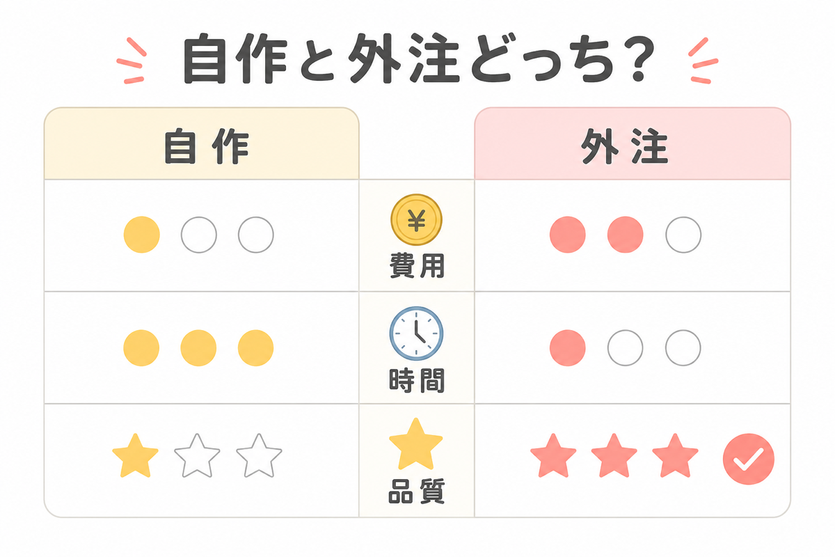 自作と外注の比較図解
