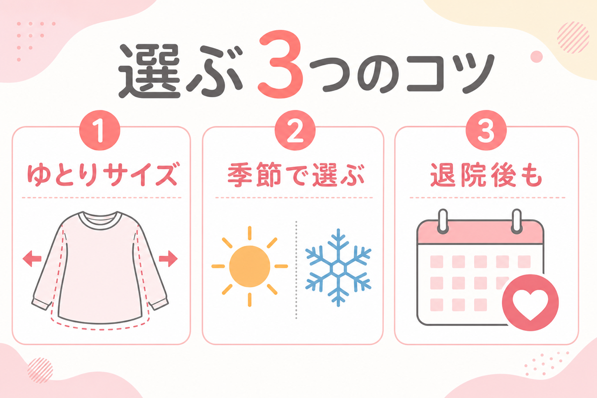 マタニティパジャマを選ぶコツの図解