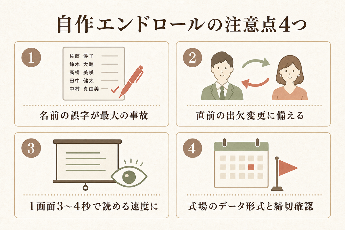 自作エンドロールの注意点4つの図解