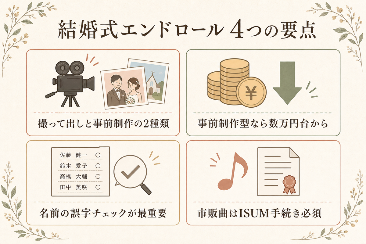 結婚式エンドロール4つの要点まとめ図解