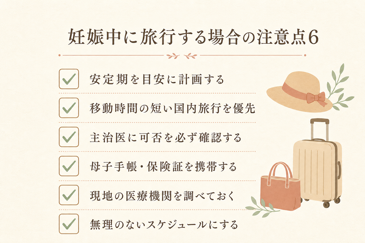 妊娠中に旅行する場合の注意点6の図解