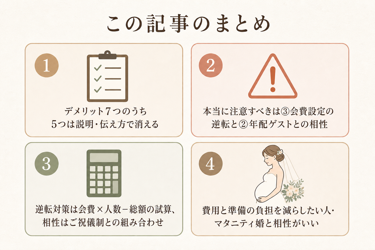 会費婚のデメリットまとめ4要点