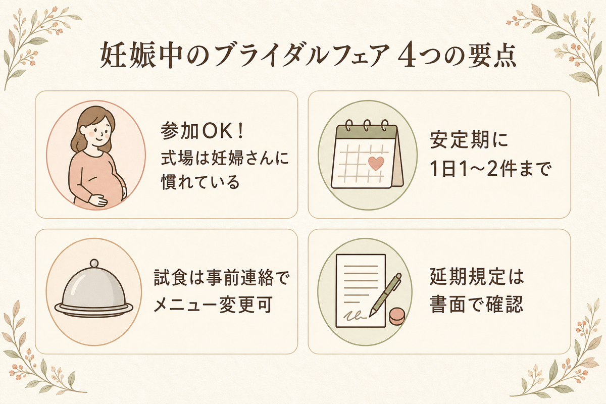 妊娠中のブライダルフェア4つの要点まとめ図解