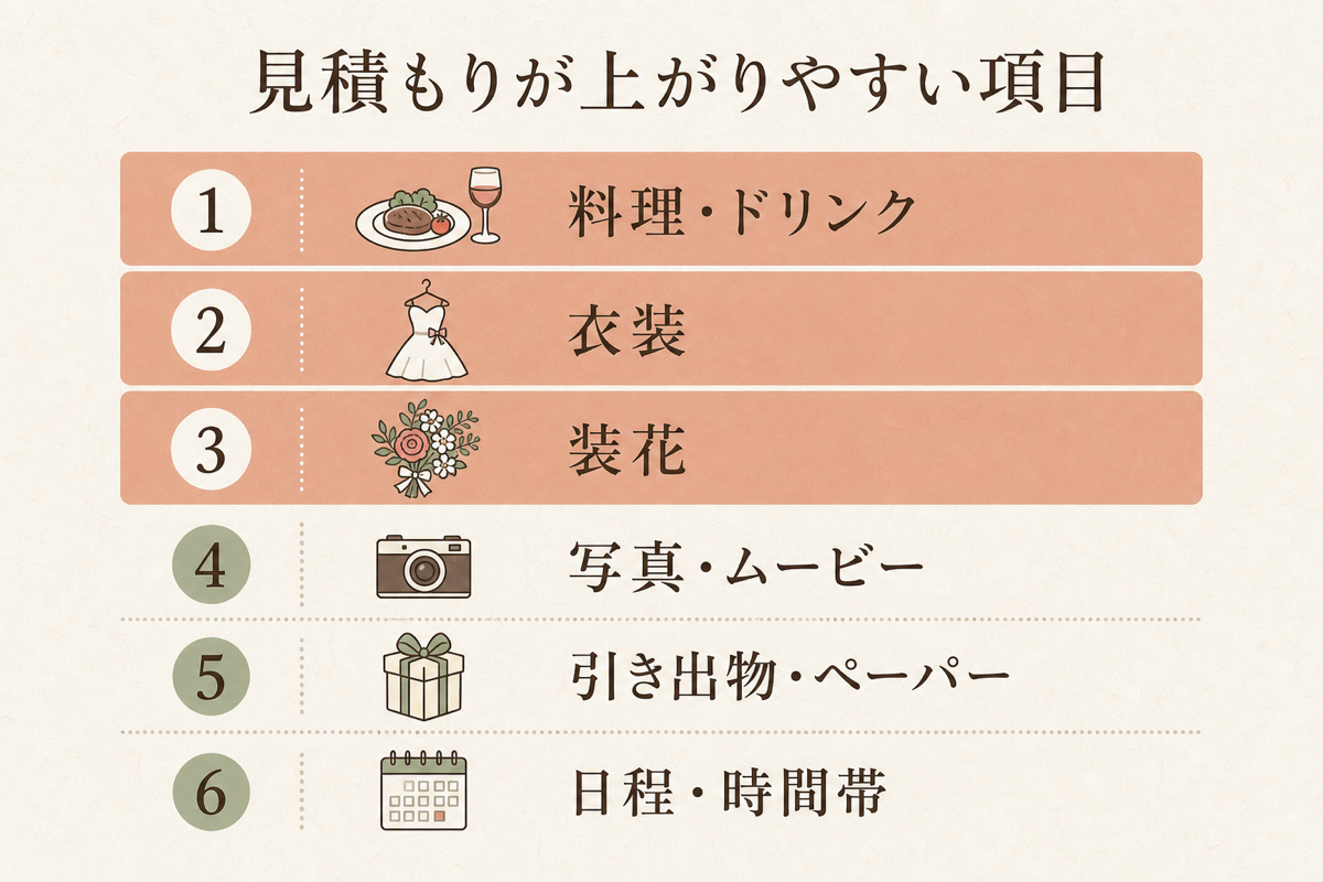見積もりが上がりやすい項目ランキングの図解