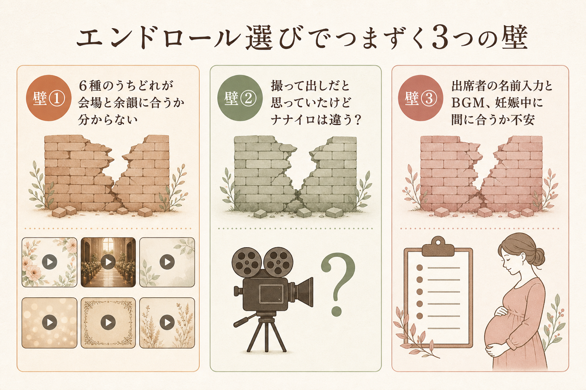 エンドロール選びでつまずく3つの壁の図解
