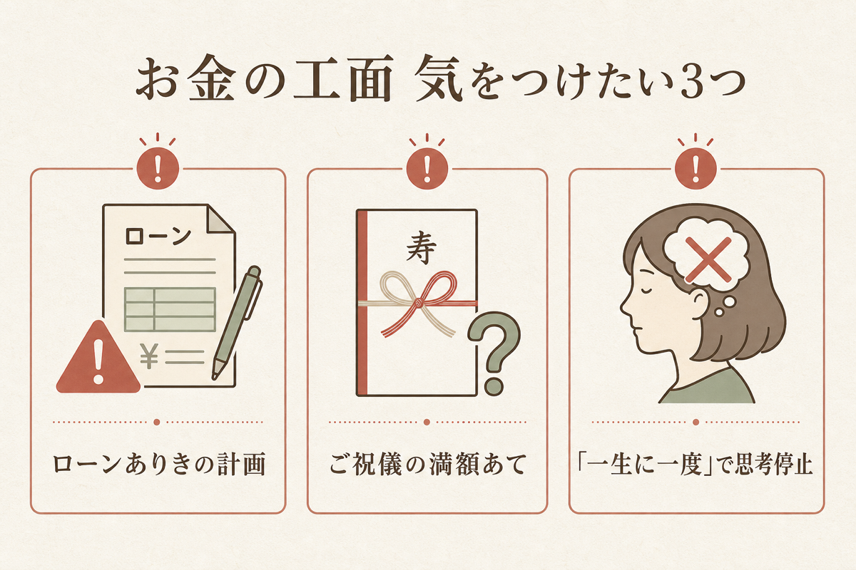 結婚式のお金の工面で気をつけたい3つの図解