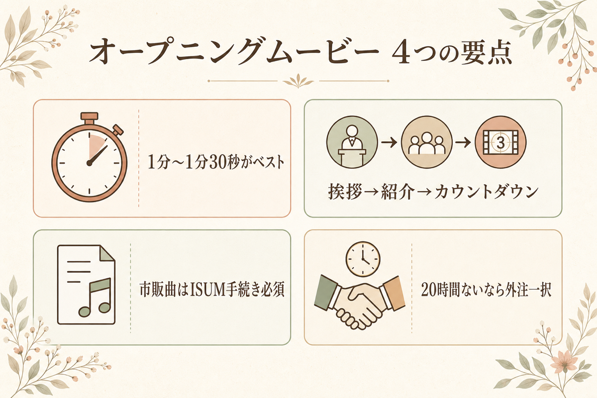結婚式オープニングムービー4つの要点まとめ図解