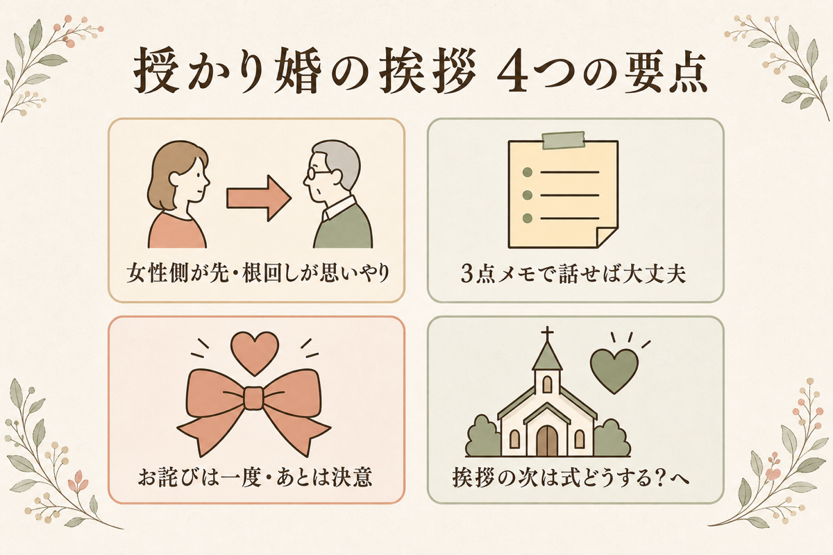 授かり婚の挨拶4つの要点まとめ図解
