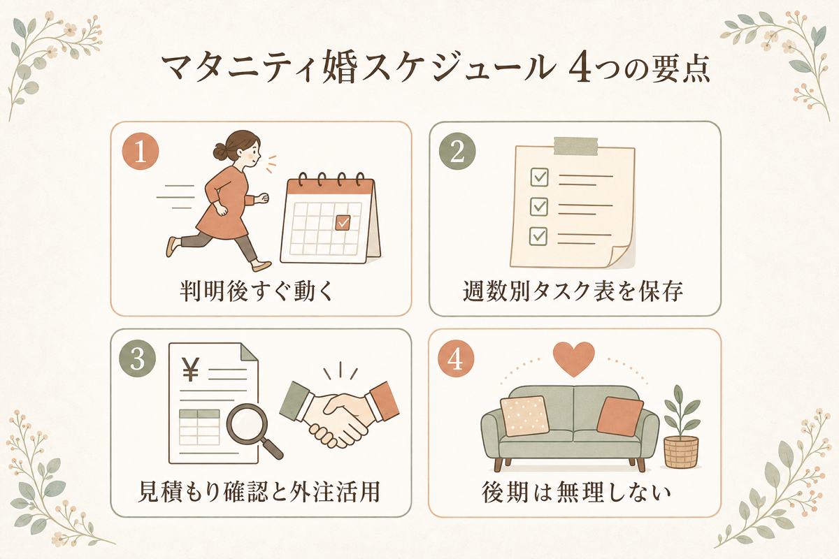 マタニティ婚スケジュール4つの要点まとめ図解