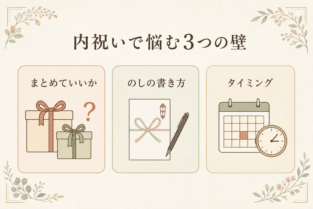 内祝いで悩む3つの壁の図解