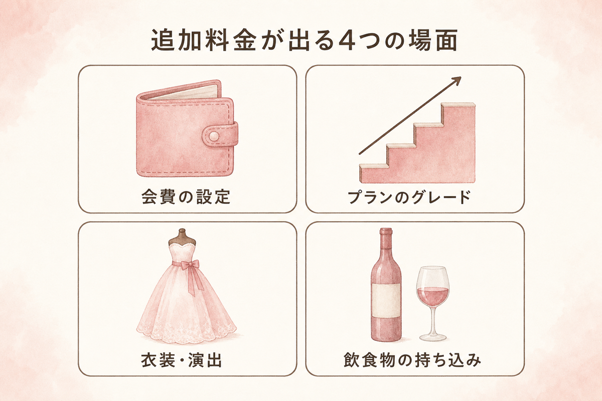会費婚で追加料金が出る4つの場面