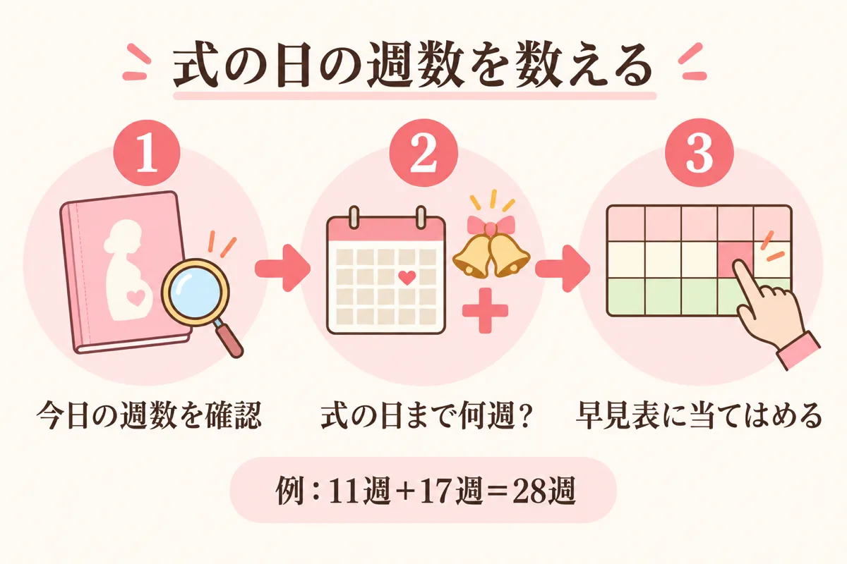 式の日の週数を数える3ステップ