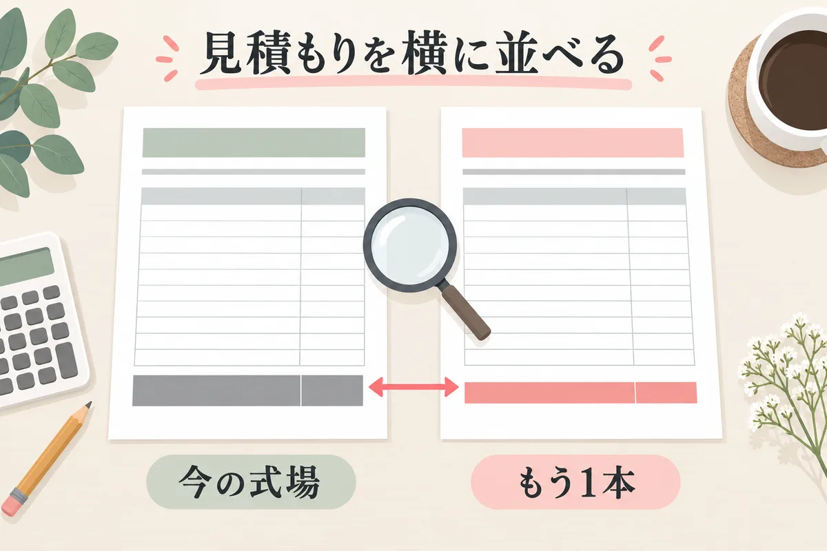 見積もりを2本並べて比べることを示した図