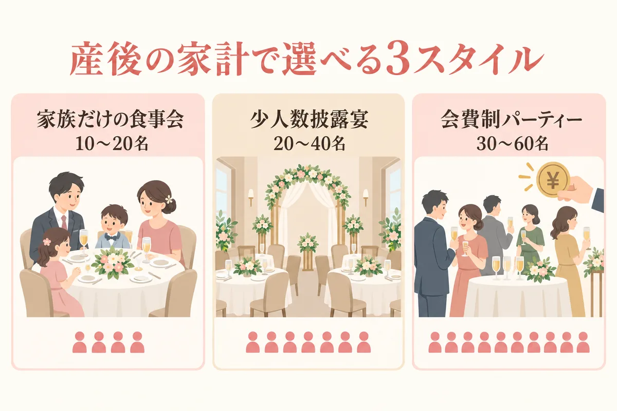 産後に選べる3つの式スタイル比較