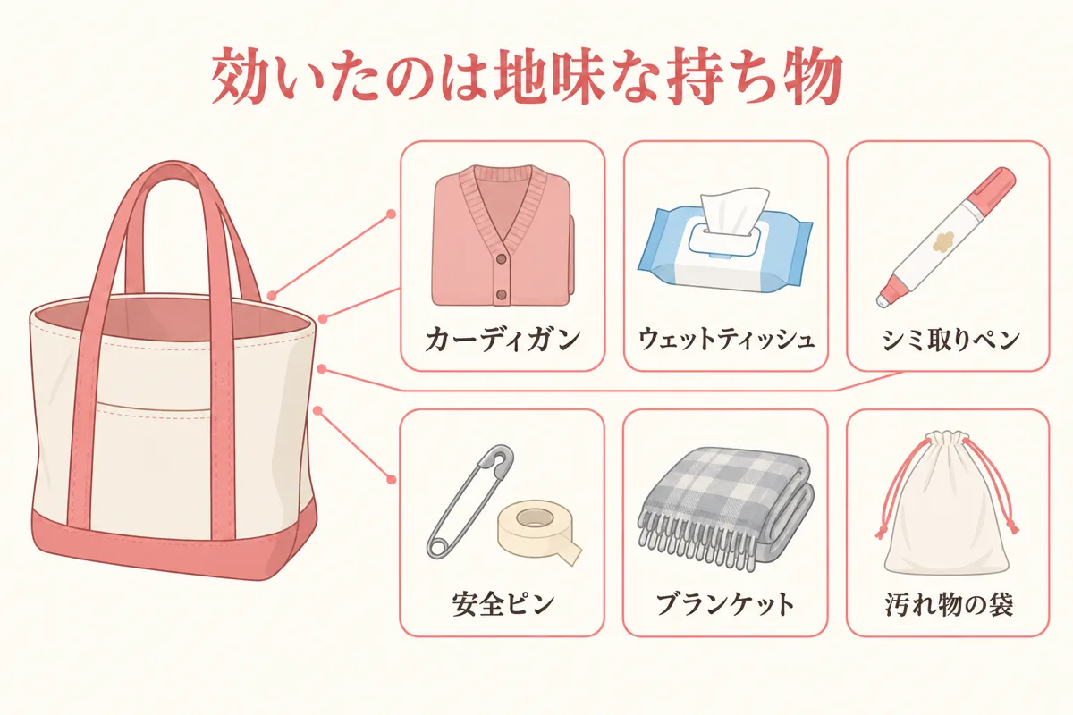 子供の衣装に効いた持ち物6点の図