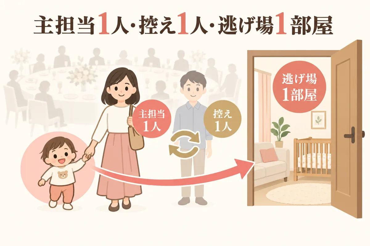 主担当と控えと逃げ場の3点で回す体制図