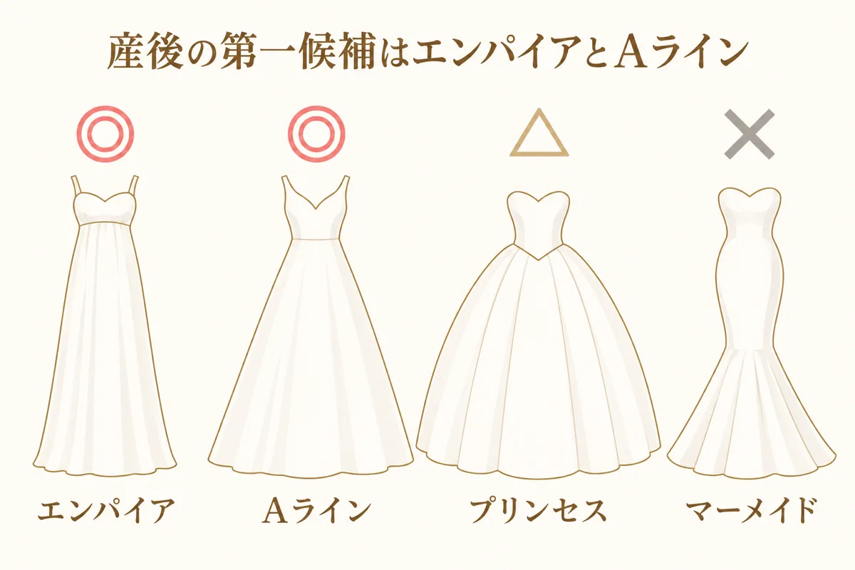 ドレス4ラインの産後向き度を比べた図