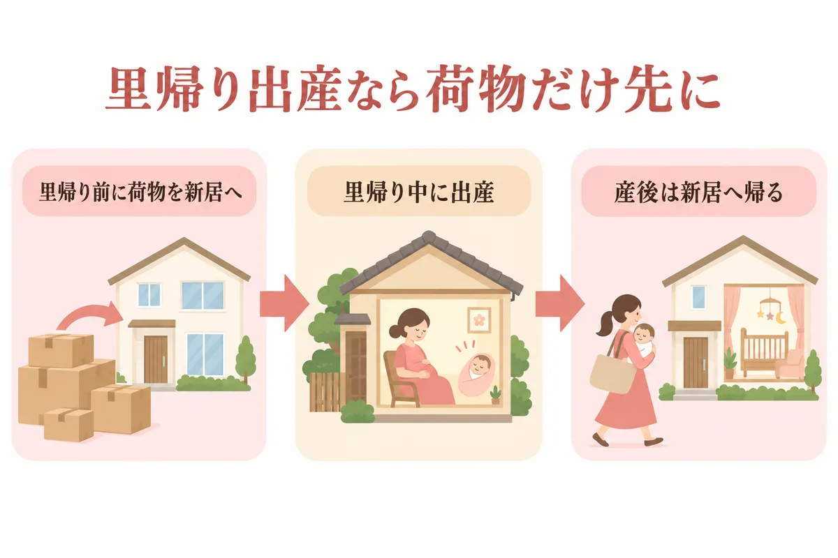 里帰り出産と新居の順番フロー