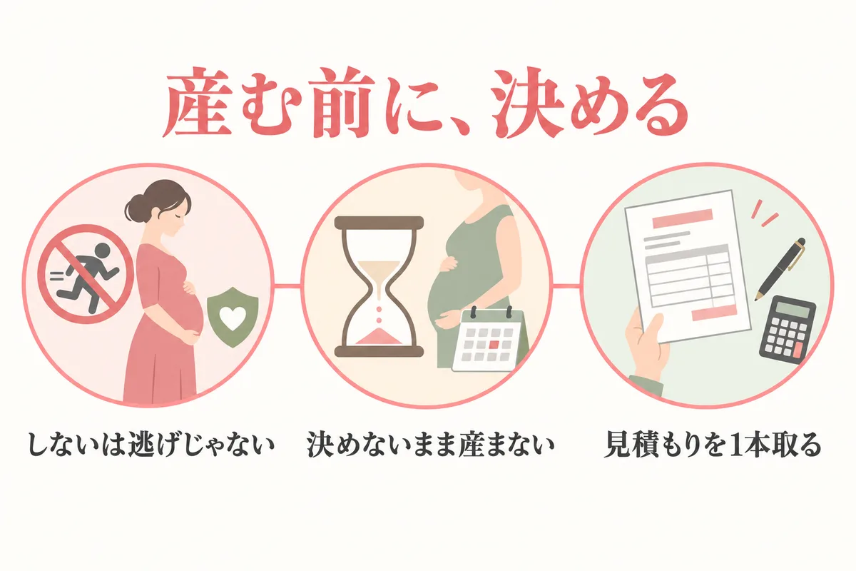 産む前に決めるという3つの結論をまとめた図