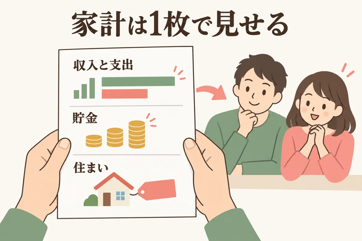家計を1枚の紙で親に見せる図解