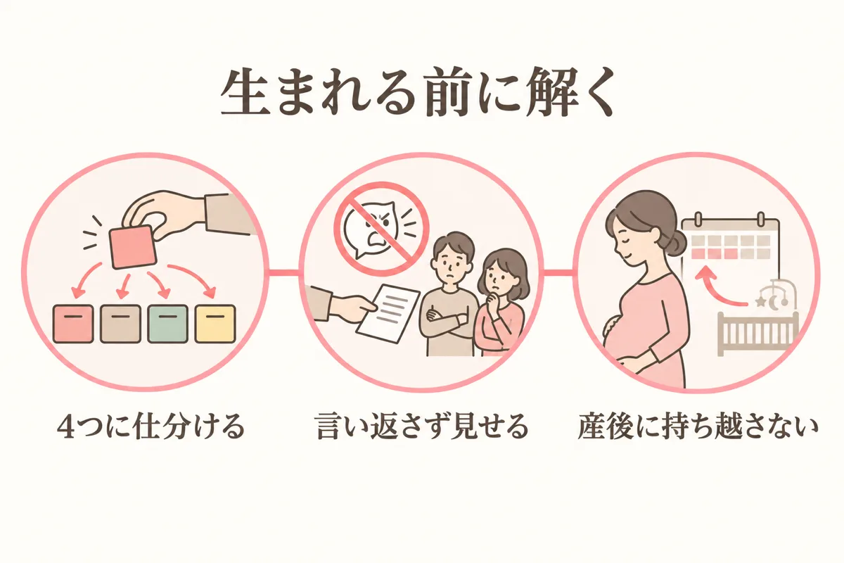 産前に反対を解く3つのポイント図解