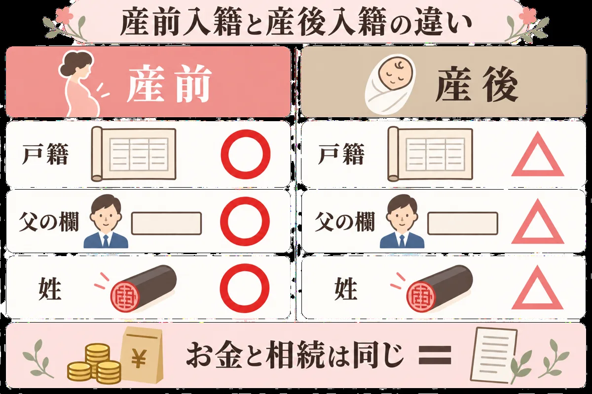 産前入籍と産後入籍の違い比較表