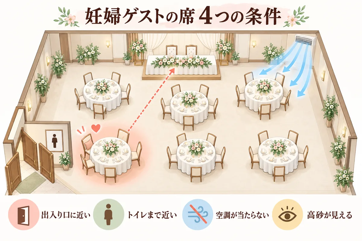 妊婦ゲストの席を選ぶ4つの条件の見取り図