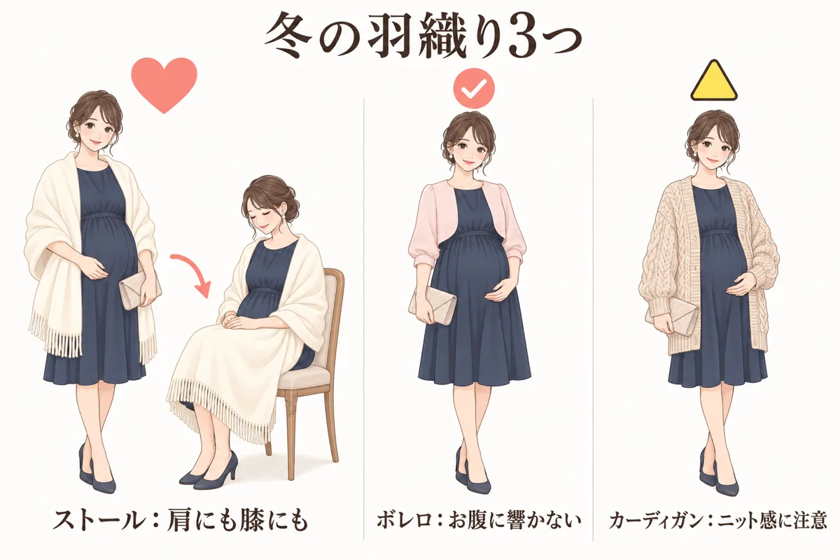 冬の羽織り3つの比較図