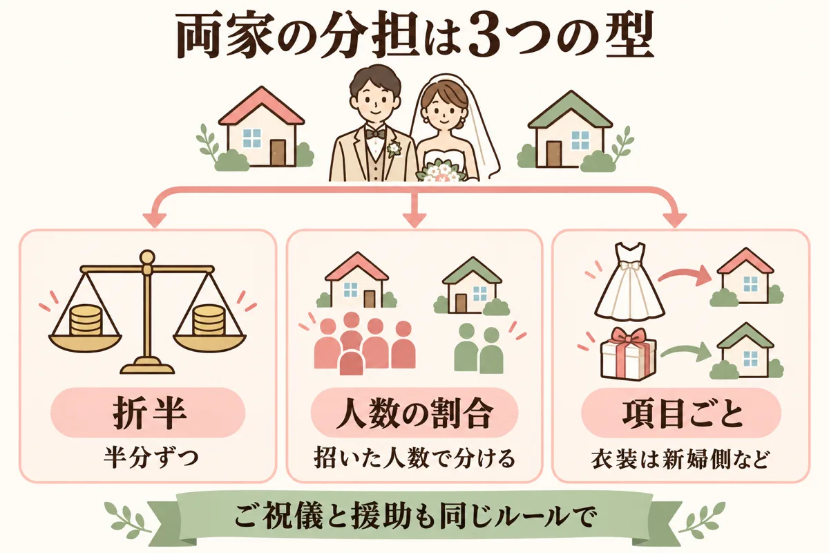 両家の費用分担は折半・人数の割合・項目ごとの3つ
